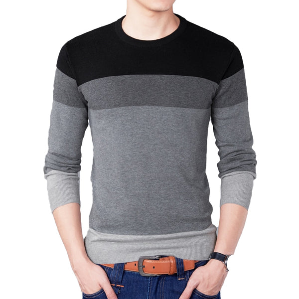 O-Neck Striped Slim Sweater