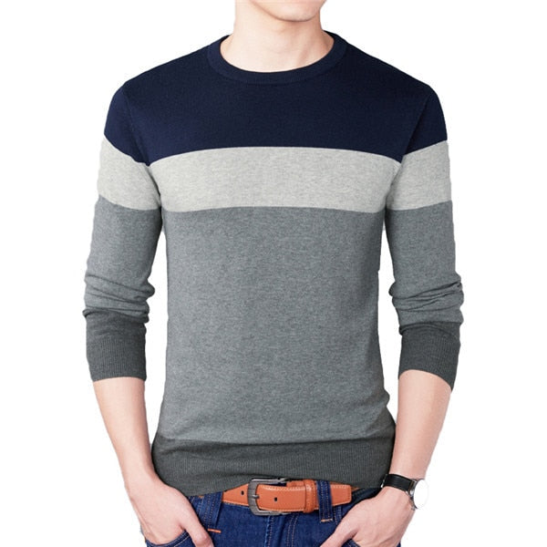 O-Neck Striped Slim Sweater