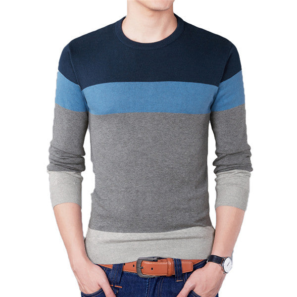 O-Neck Striped Slim Sweater