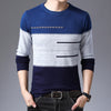 Round Collar Striped Cotton Sweater