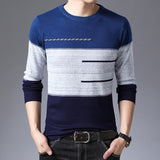Round Collar Striped Cotton Sweater