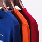 Round Collar Striped Cotton Sweater