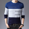 Round Collar Striped Cotton Sweater